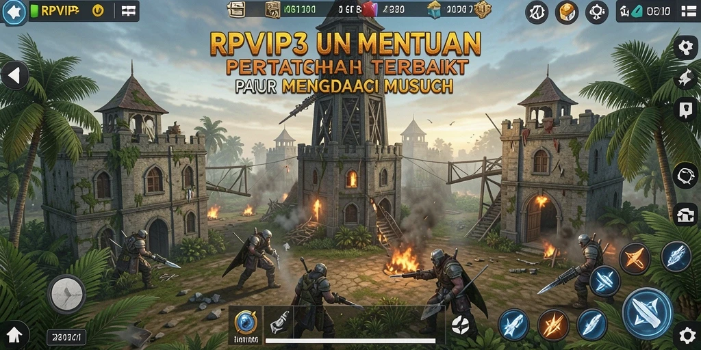 Screenshot <strong>RPVIP3</strong> menampilkan menara dengan aksi pertempuran yang mendebarkan.
