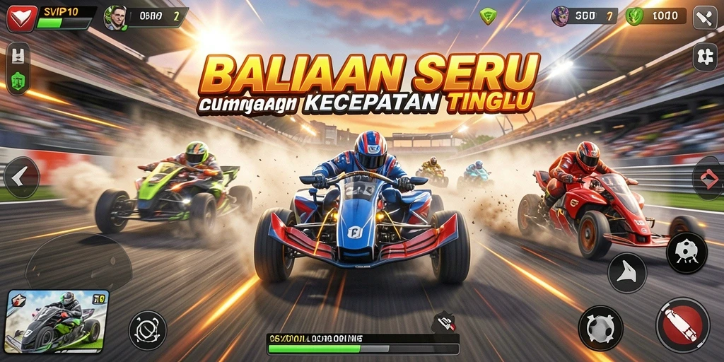 Screenshot dari gameplay seru di SVIP10 yang menampilkan balapan yang mendebarkan.